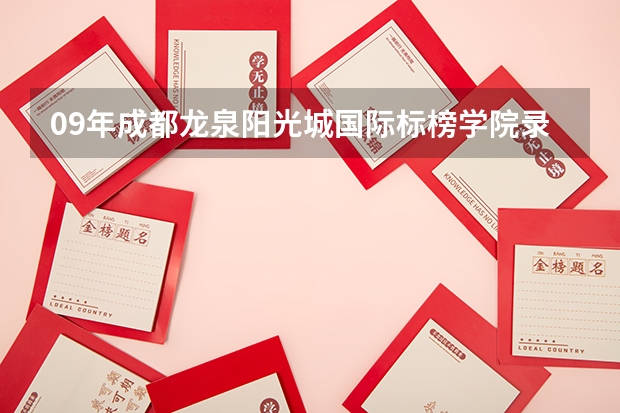 09年成都龙泉阳光城国际标榜学院录取分数线（龙泉高中录取分数线）